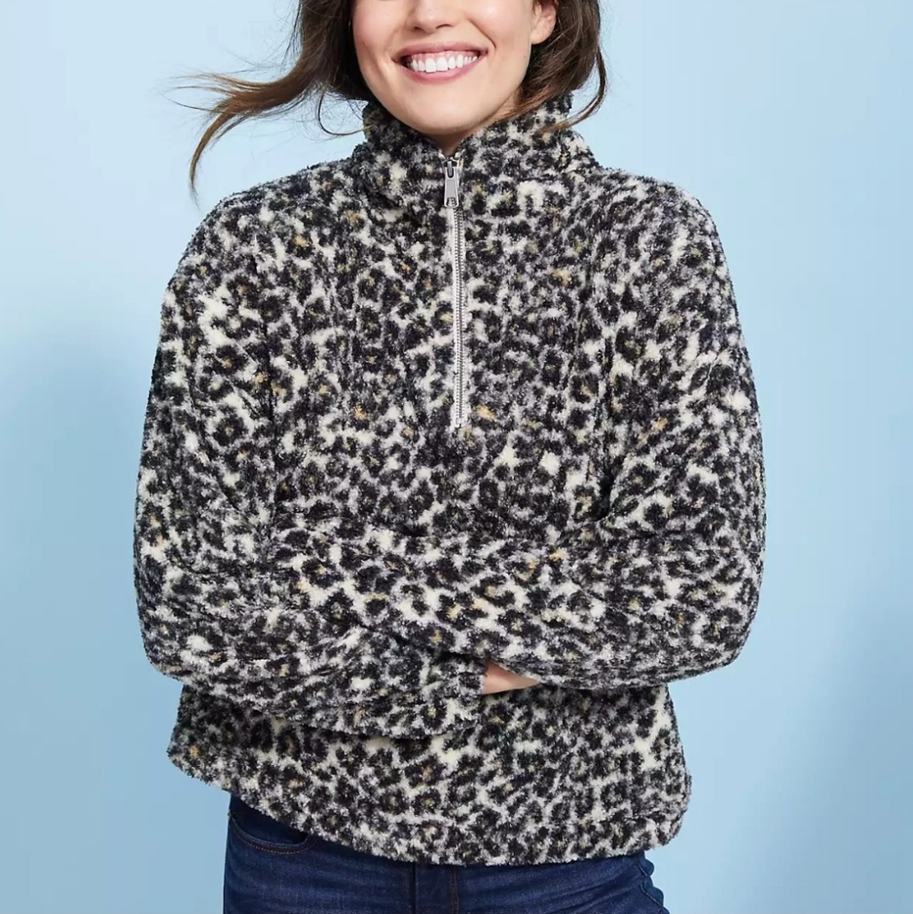 NWT Loft Leopard Sherpa Sweatshirt